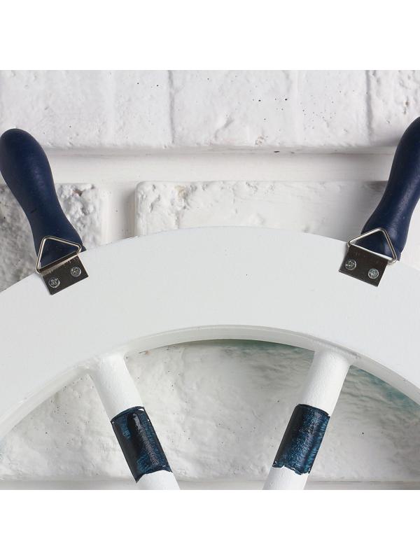 Вешалка интерьерная «Штурвал», 3 крючка, бело-синяя, 45 х 28 х 5 см