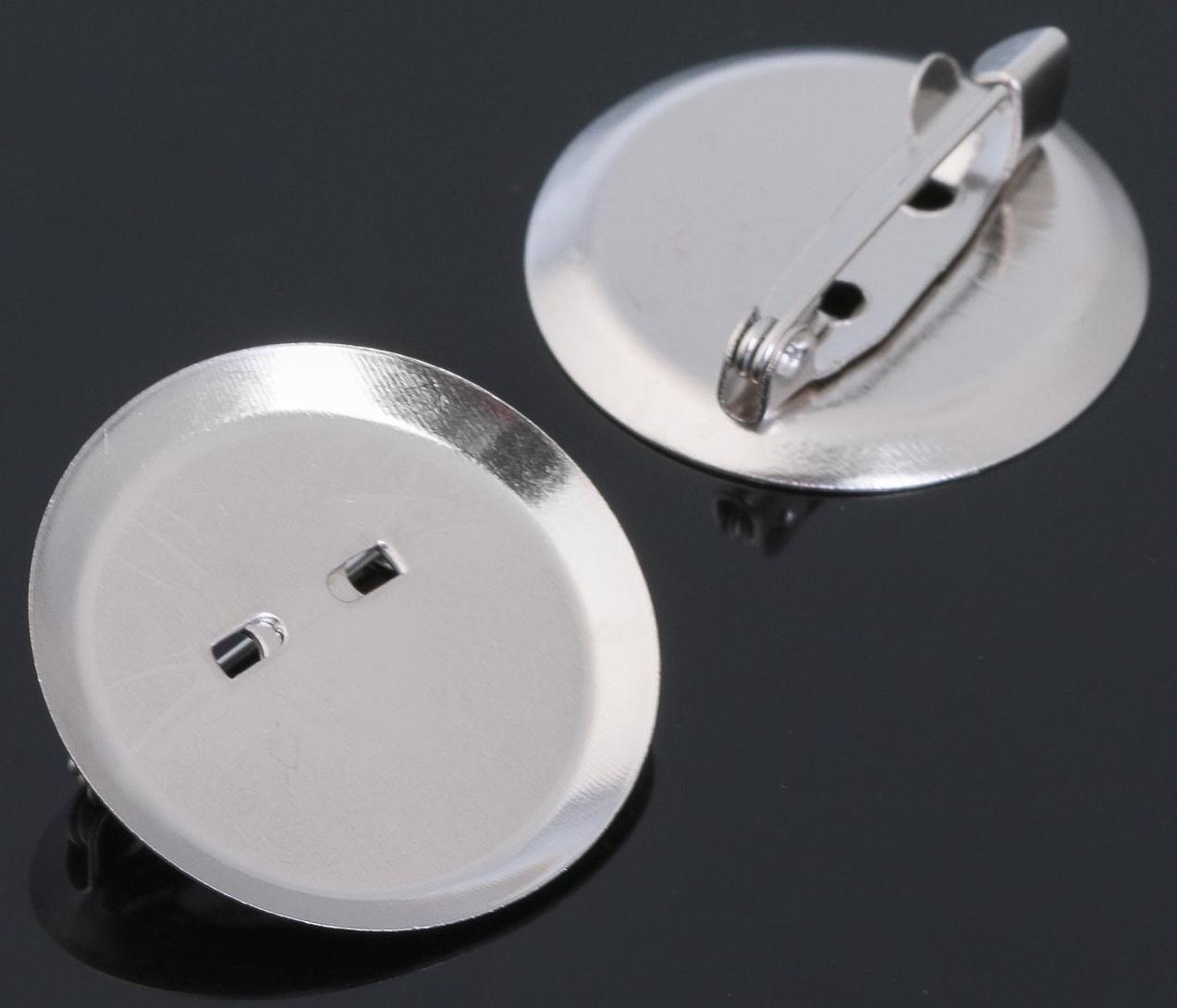 Основа для броши с круглым основанием СМ-367, (набор 5шт) 25 мм, цвет серебро