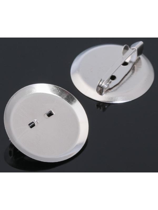 Основа для броши с круглым основанием СМ-367, (набор 5шт) 25 мм, цвет серебро