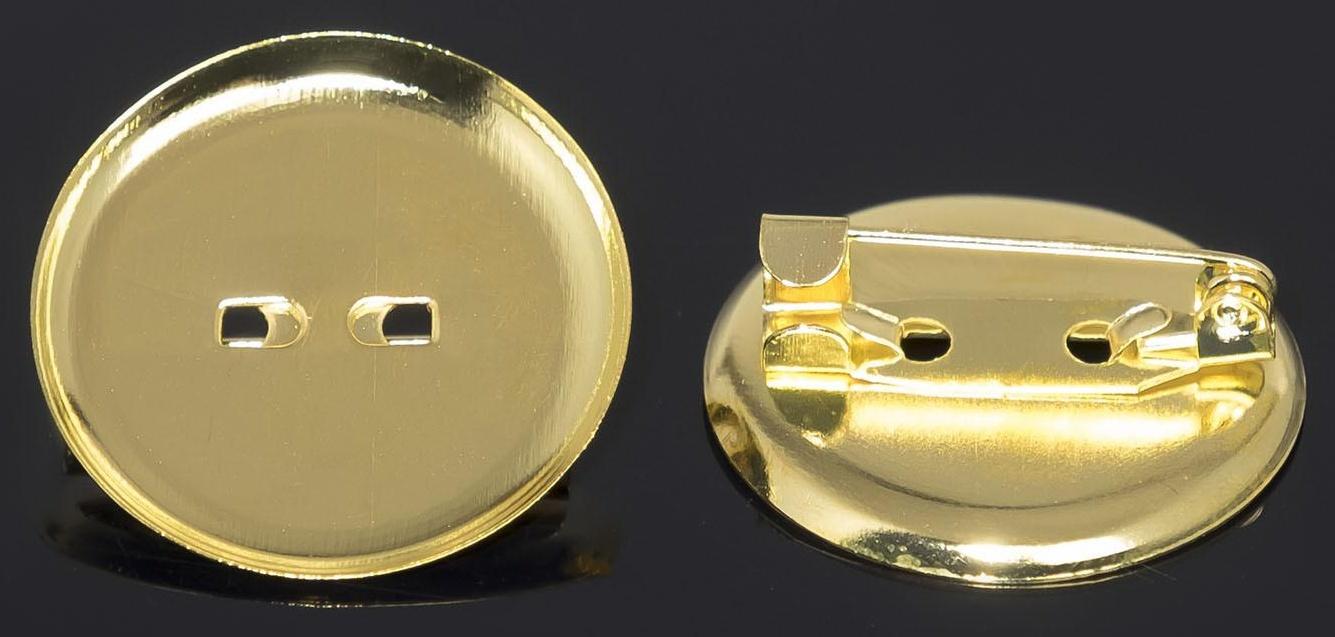 Основа для броши с круглым основанием СМ-367, (набор 5шт) 25 мм, цвет золото