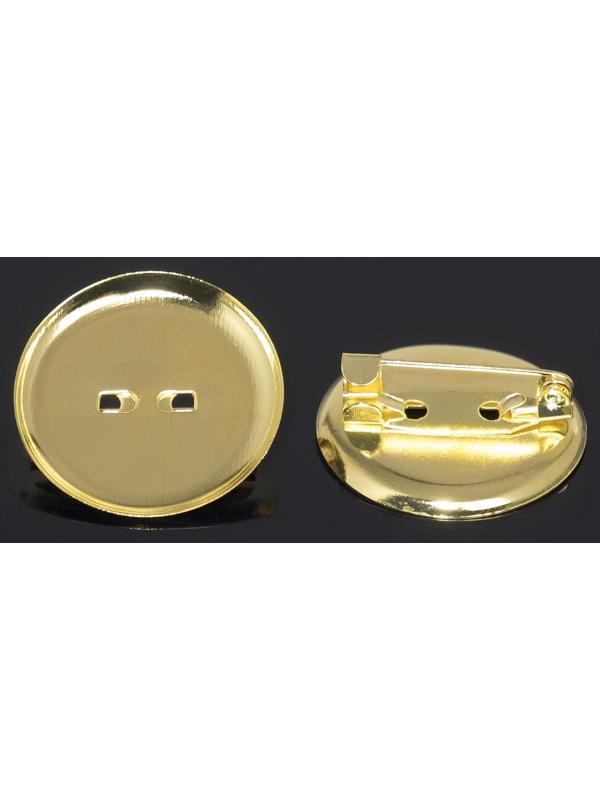 Основа для броши с круглым основанием СМ-367, (набор 5шт) 25 мм, цвет золото