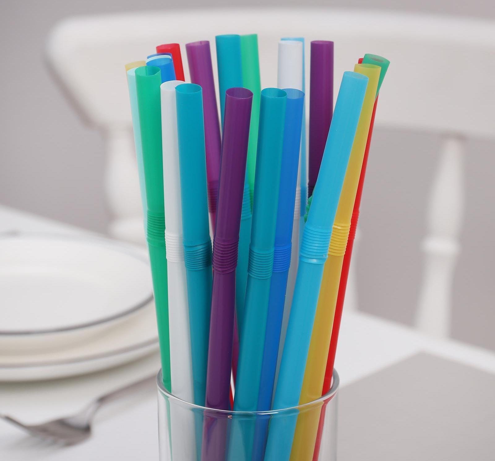 Набор трубочек одноразовых Доляна Jambo, 0,8×24 см, 100 шт, с гофрой, цвет МИКС