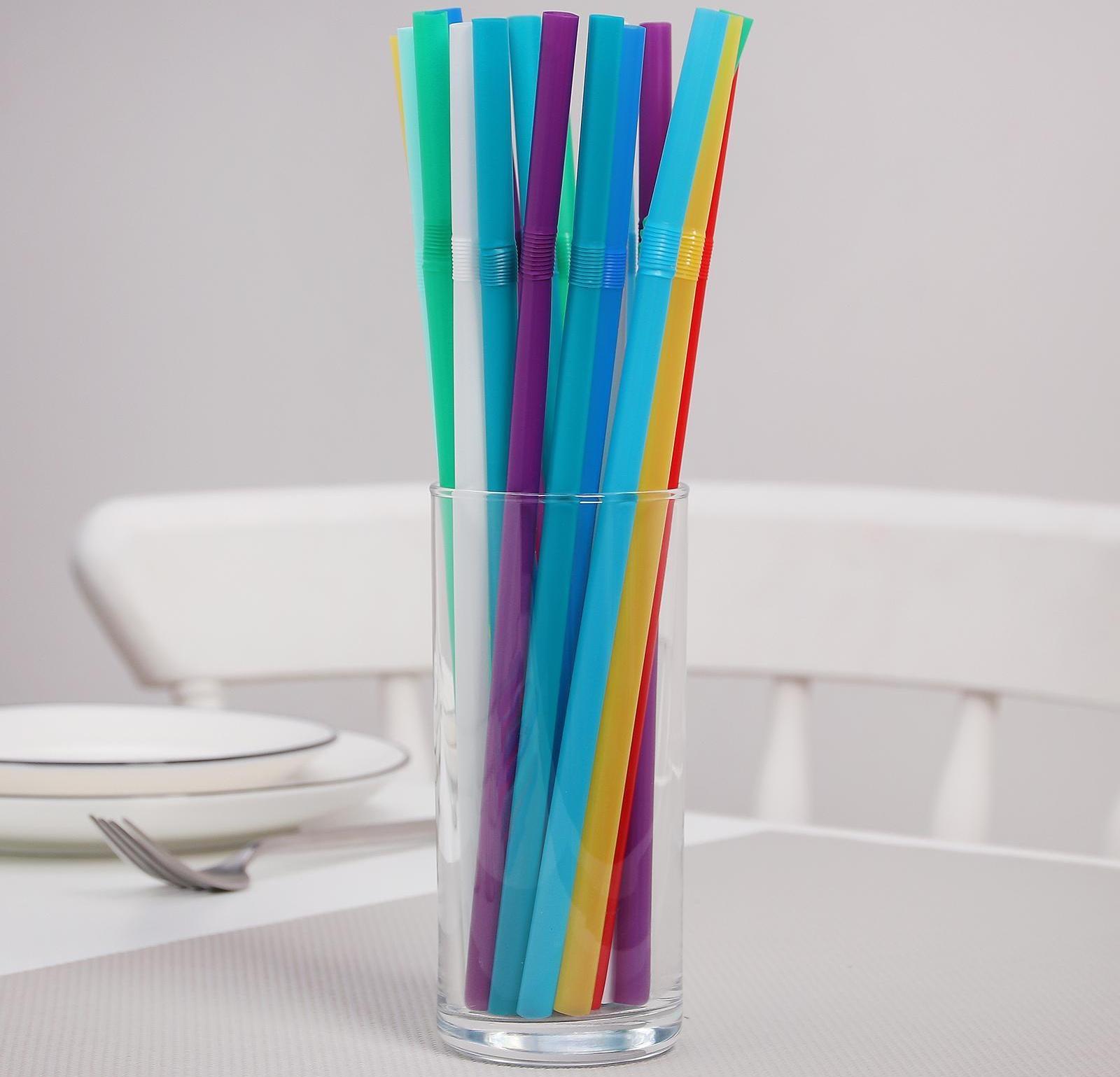 Набор трубочек одноразовых Доляна Jambo, 0,8×24 см, 100 шт, с гофрой, цвет МИКС