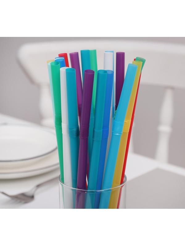 Набор трубочек одноразовых Доляна Jambo, 0,8×24 см, 100 шт, с гофрой, цвет МИКС