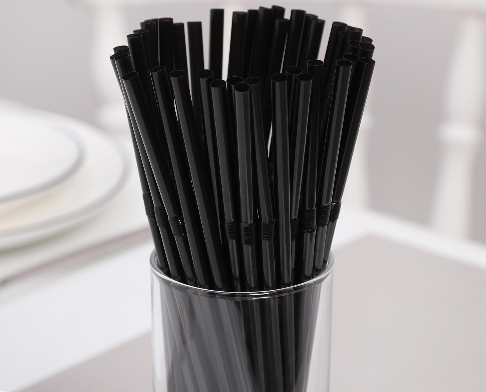 Набор трубочек одноразовых для коктейля Доляна, 0,5×21 см, 100 шт, с гофрой, цвет чёрный