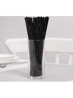 Набор трубочек одноразовых для коктейля Доляна, 0,5×21 см, 100 шт, с гофрой, цвет чёрный