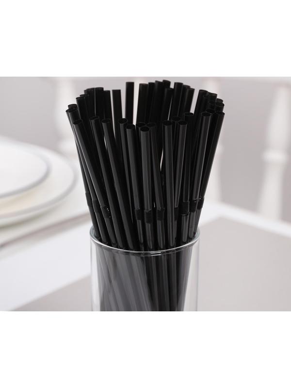 Набор трубочек одноразовых для коктейля Доляна, 0,5×21 см, 100 шт, с гофрой, цвет чёрный