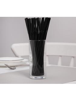 Набор одноразовых трубочек для коктейля Доляна, 0,5×21 см, 250 шт, с гофрой, цвет чёрный