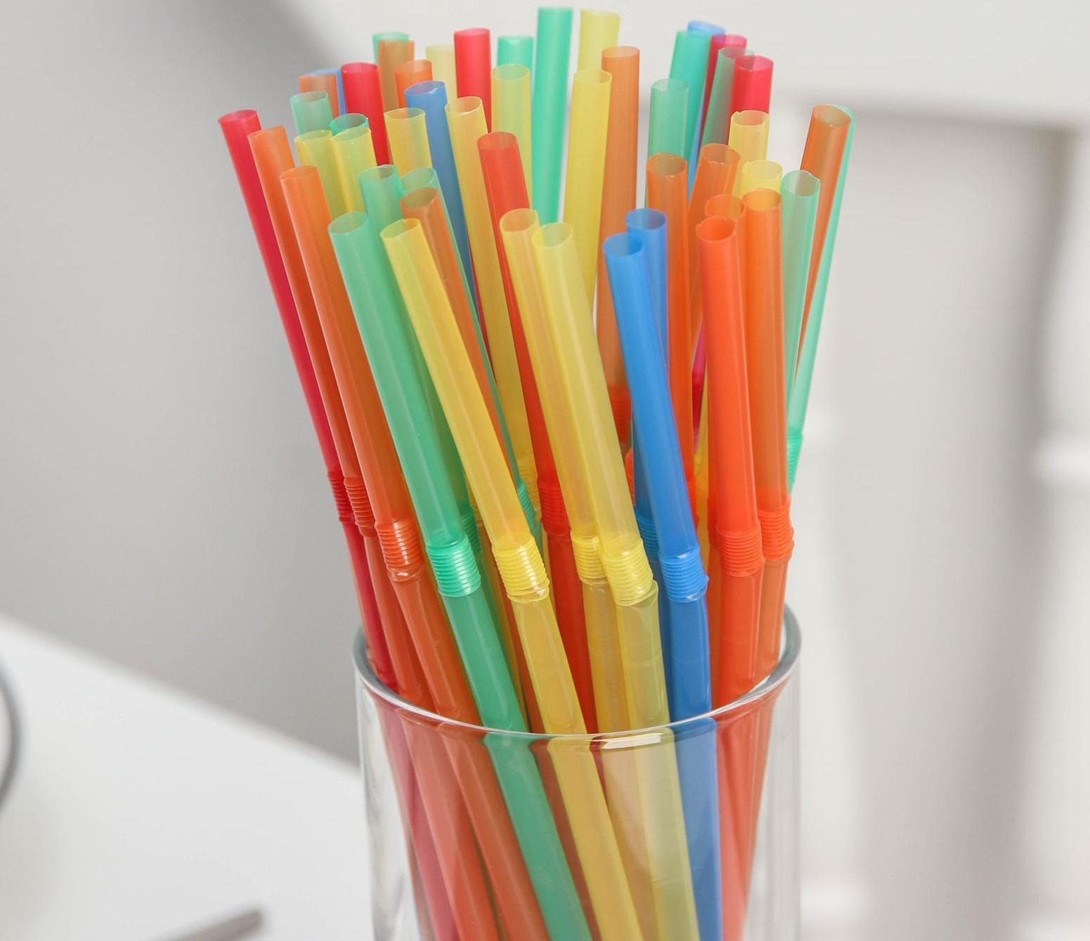 Набор трубочек одноразовых для коктейля с гофрой Доляна, 0,5×21 см, 45-50 шт, цвет МИКС