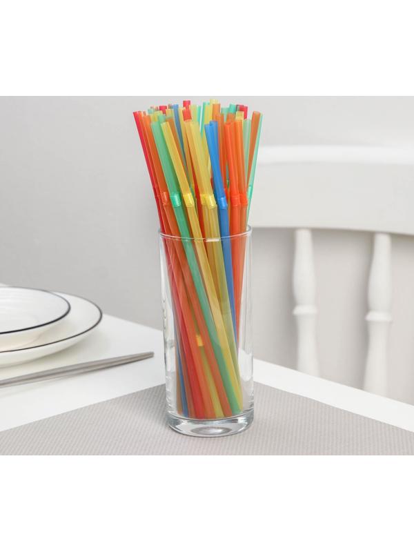 Набор трубочек одноразовых для коктейля с гофрой Доляна, 0,5×21 см, 45-50 шт, цвет МИКС
