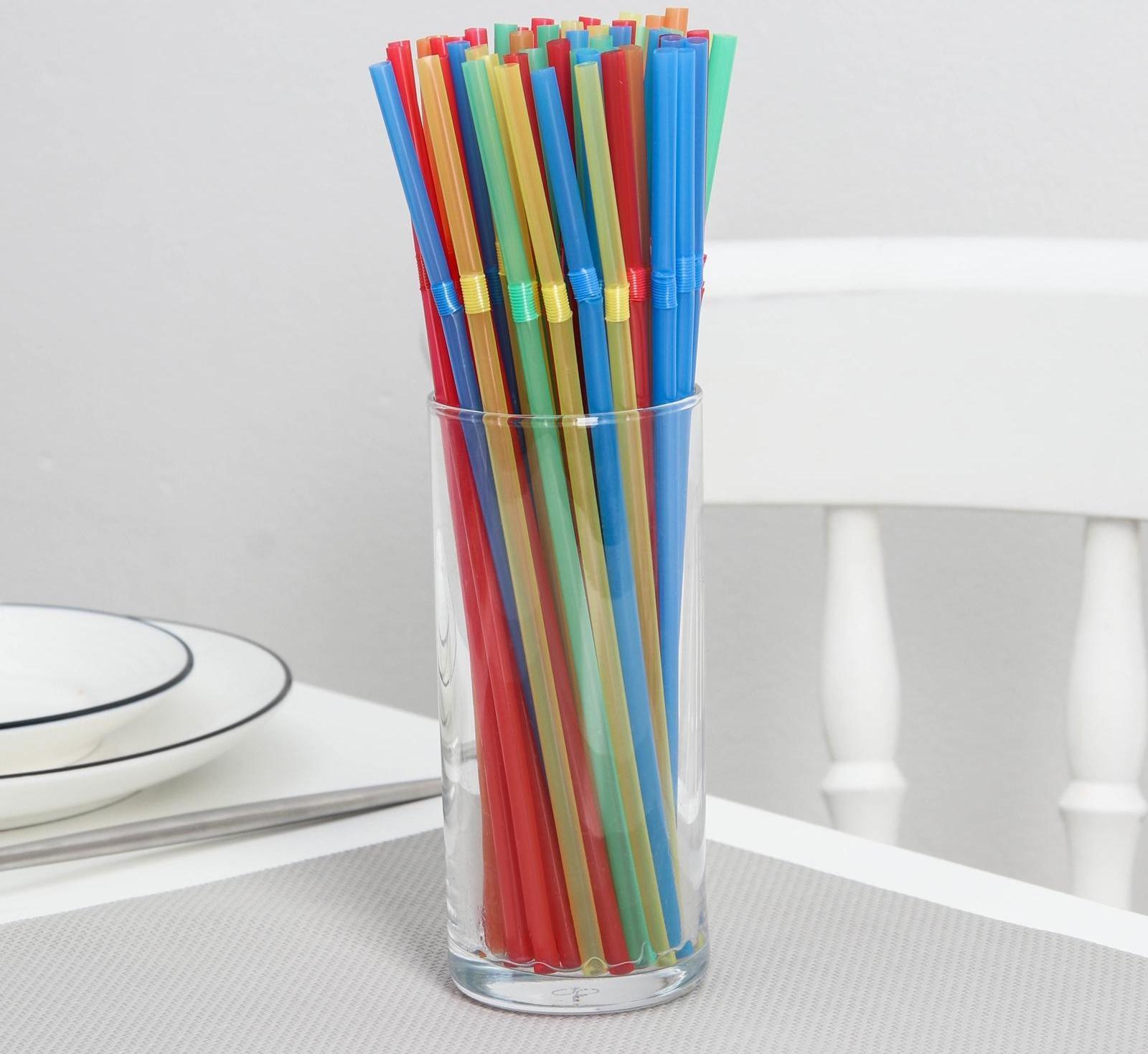 Набор трубочек одноразовых для коктейля Доляна, 0,5×21 см, 100 шт, с гофрой, цвет МИКС