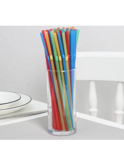 Набор трубочек одноразовых для коктейля Доляна, 0,5×21 см, 100 шт, с гофрой, цвет МИКС