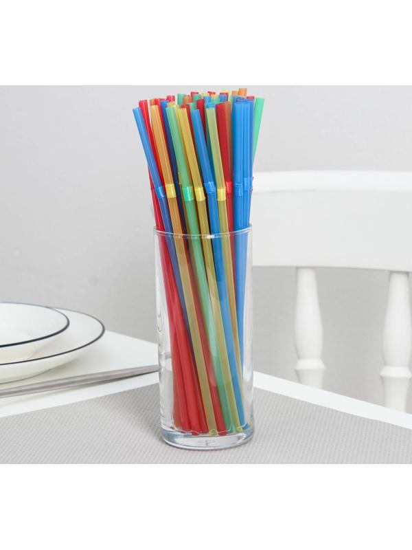 Набор трубочек одноразовых для коктейля Доляна, 0,5×21 см, 100 шт, с гофрой, цвет МИКС