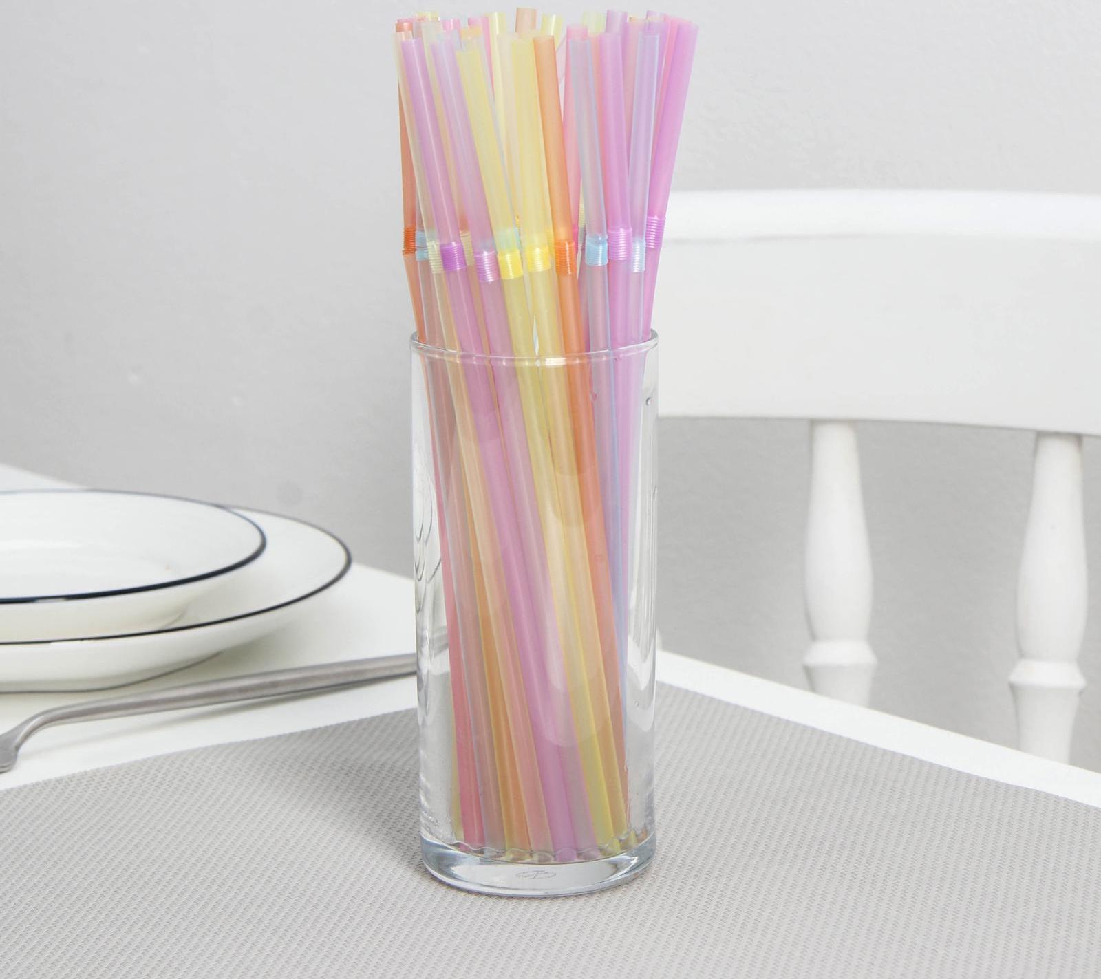 Набор трубочек одноразовых для коктейля Доляна, 0,5×21 см, 50 шт, флуоресцентные, с гофрой, цвет МИКС