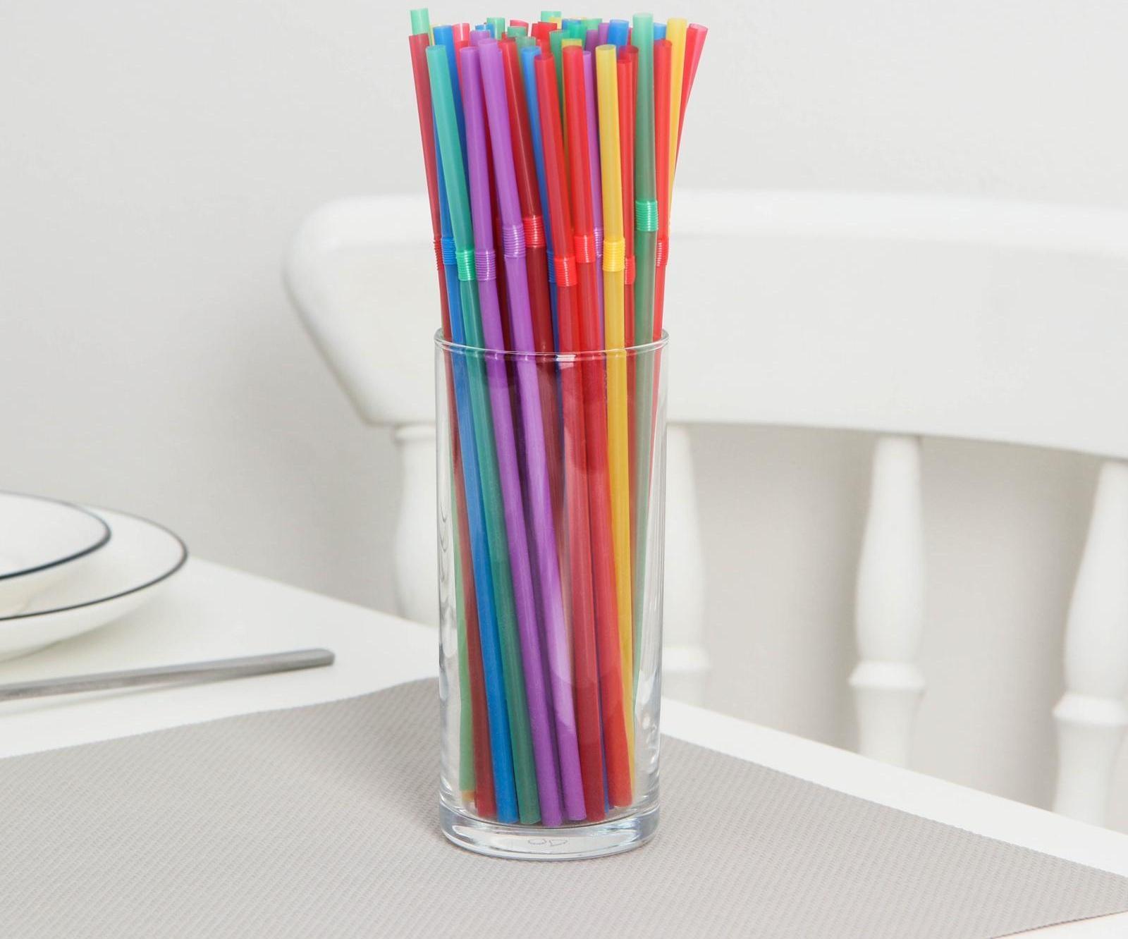 Набор одноразовых трубочек для коктейля Доляна, 0,5×21 см, 250 шт, цвет МИКС