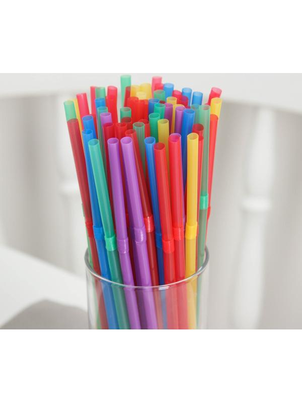 Набор одноразовых трубочек для коктейля Доляна, 0,5×21 см, 250 шт, цвет МИКС
