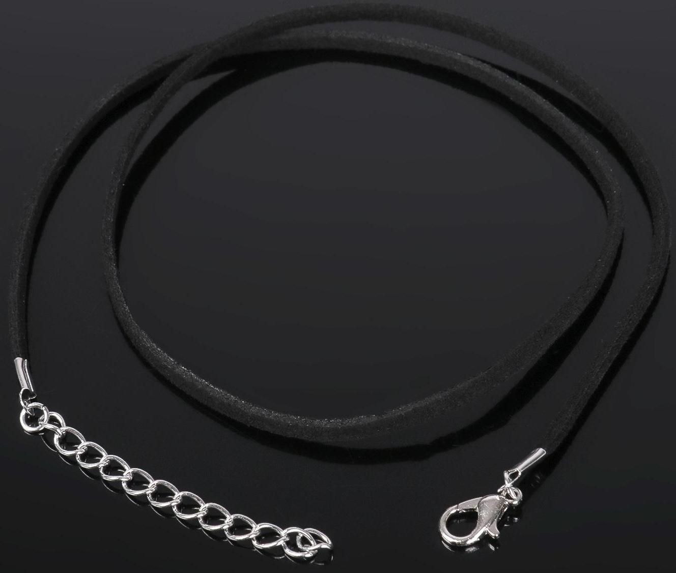 Шнурок из искусственной замши, 43см + удлинитель, цвет чёрный