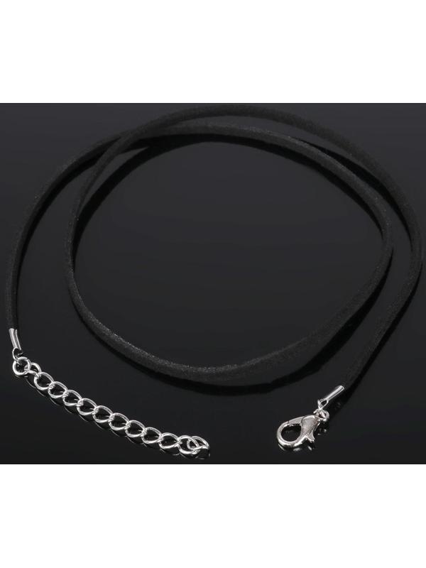 Шнурок из искусственной замши, 43см + удлинитель, цвет чёрный