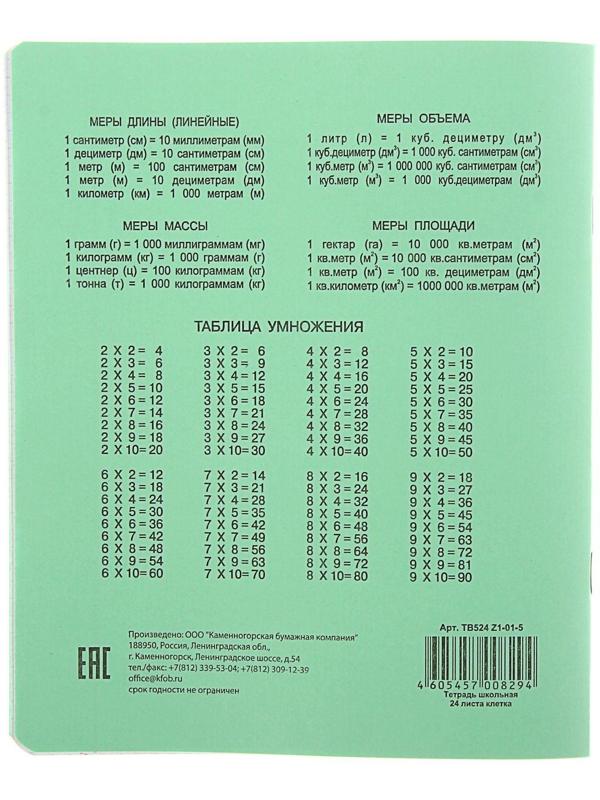 Тетрадь 24 листов клетка 