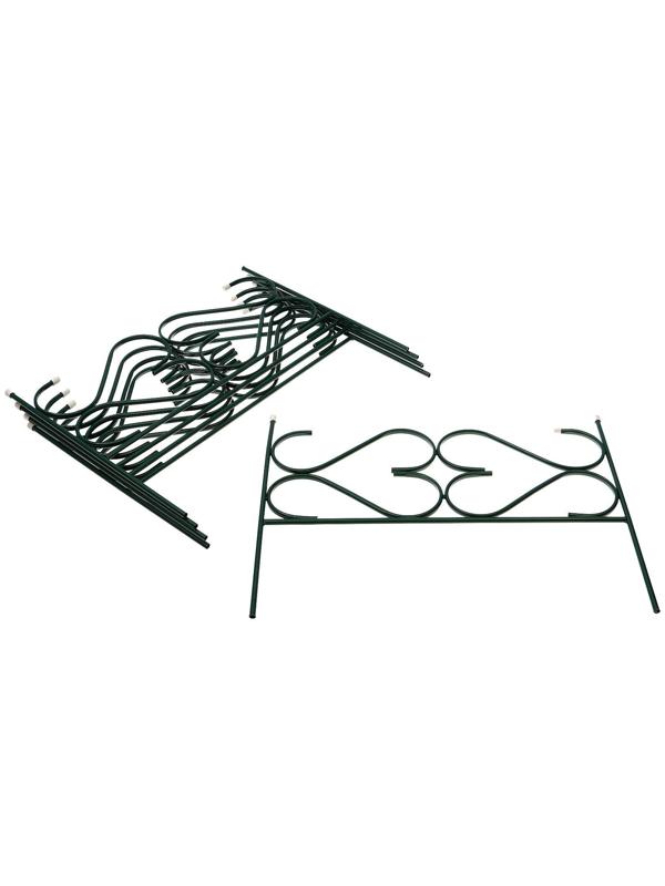 Ограждение декоративное, 51 × 320 см, 5 секций, с заглушками, металл, зелёное, «Дачный»