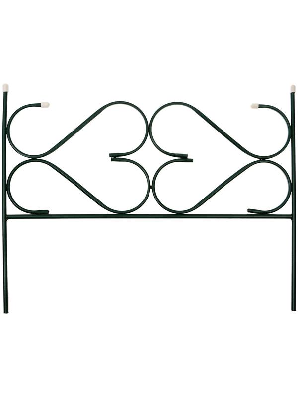 Ограждение декоративное, 51 × 320 см, 5 секций, с заглушками, металл, зелёное, «Дачный»