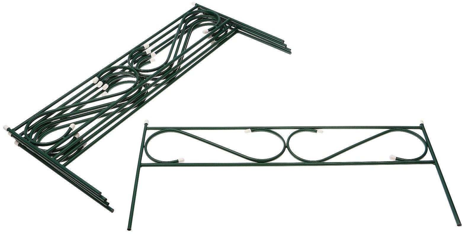 Ограждение декоративное, 37 × 410 см, 5 секций, с заглушками, металл, зелёное, «Узкий»