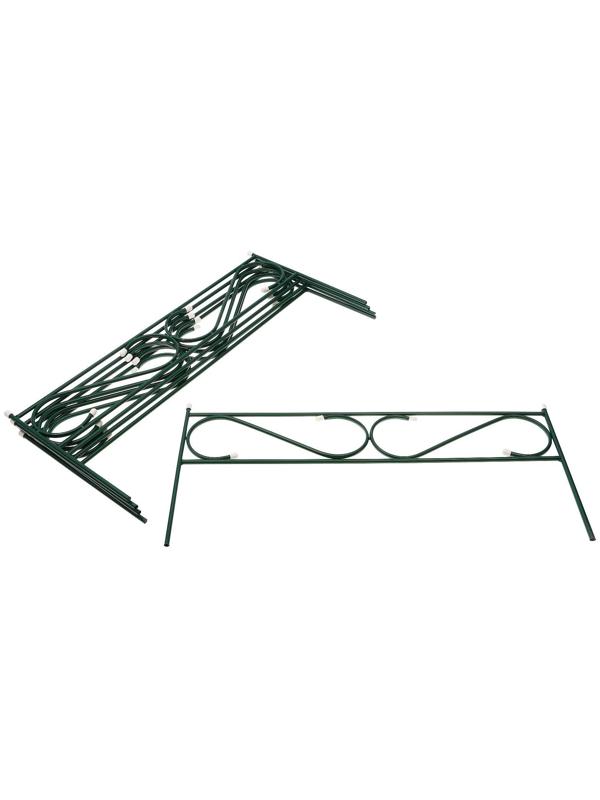 Ограждение декоративное, 37 × 410 см, 5 секций, с заглушками, металл, зелёное, «Узкий»