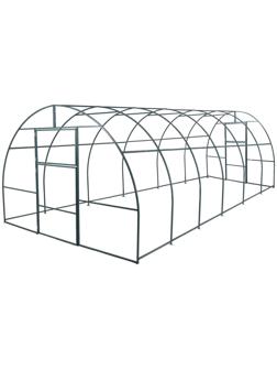 Каркас теплицы, 6 × 3 × 2 м, шаг 1 м, профиль 20 × 20 мм, толщина металла 1 мм, без поликарбоната, половинчатые арки