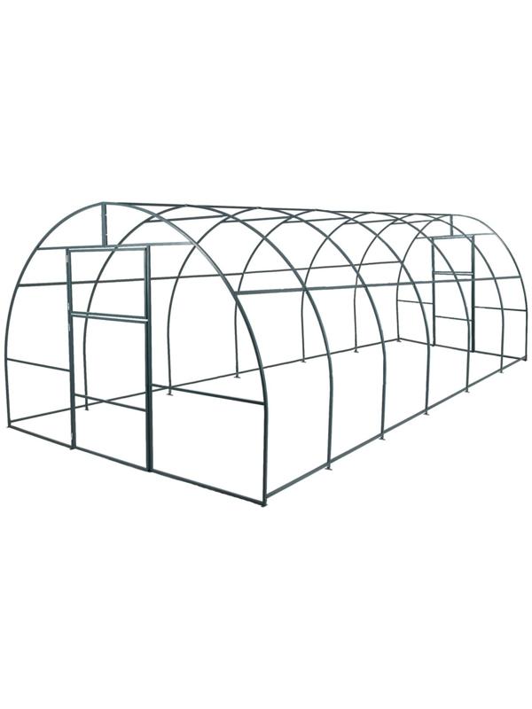 Каркас теплицы, 6 × 3 × 2 м, шаг 1 м, профиль 20 × 20 мм, толщина металла 1 мм, без поликарбоната, половинчатые арки