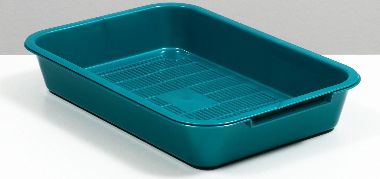 Туалет перламутровый средний с сеткой 36 х 26 х 6,5 см, бирюзовый