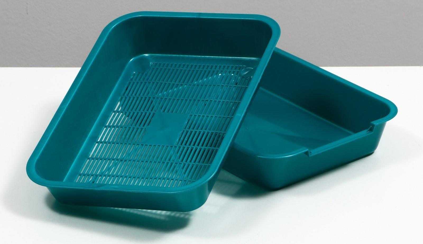 Туалет перламутровый средний с сеткой 36 х 26 х 6,5 см, бирюзовый