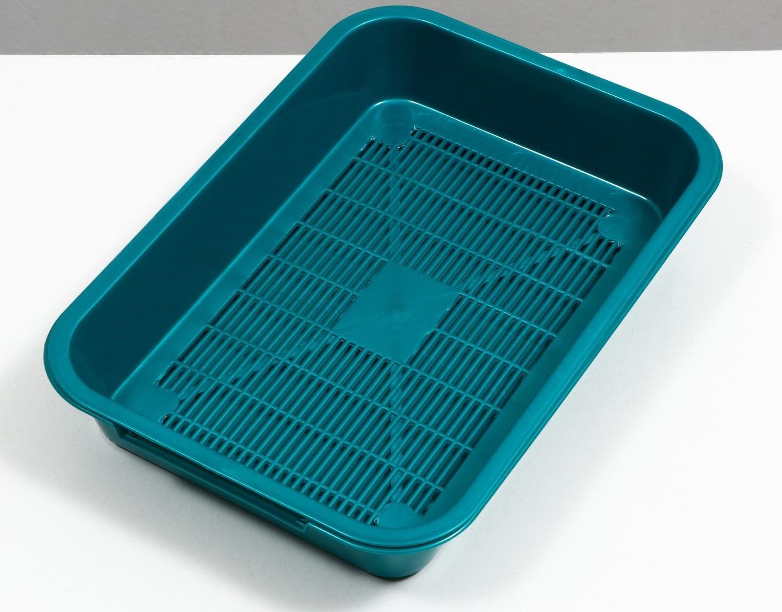 Туалет перламутровый средний с сеткой 36 х 26 х 6,5 см, бирюзовый