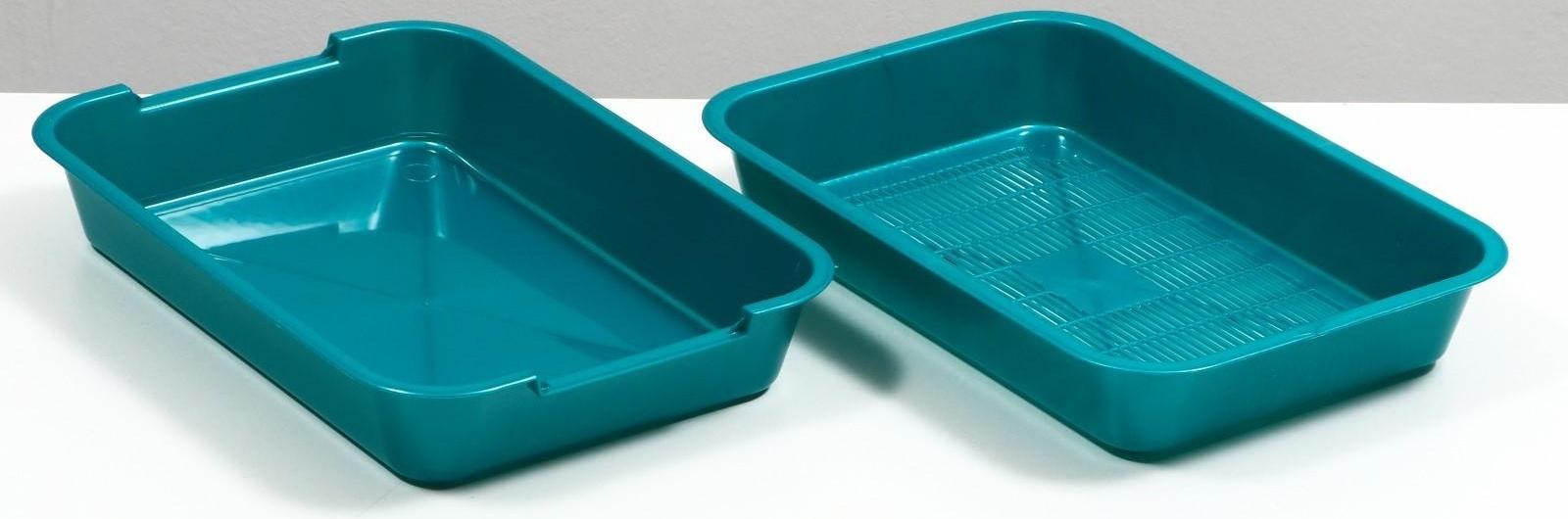 Туалет перламутровый средний с сеткой 36 х 26 х 6,5 см, бирюзовый