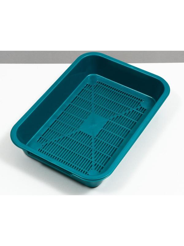 Туалет перламутровый средний с сеткой 36 х 26 х 6,5 см, бирюзовый