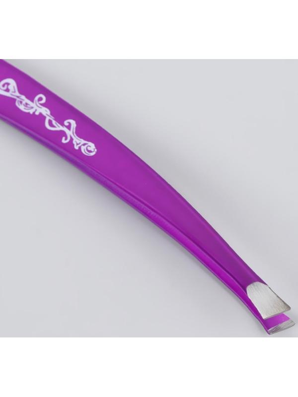 Пинцет скошенный, узкий, 9 см, цвет МИКС