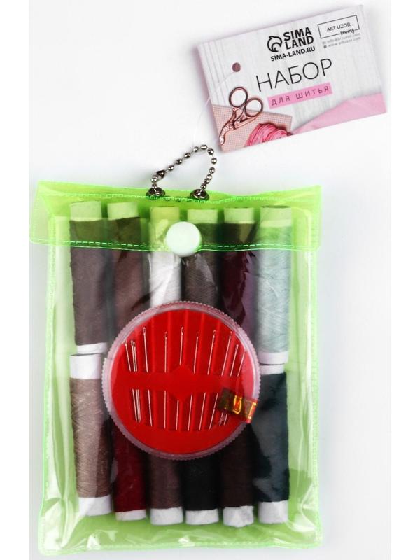 Швейный набор, 22 предмета, в чехле ПВХ, 13 × 9 см, цвет МИКС