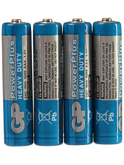 Батарейка солевая GP PowerPlus Heavy Duty, AAA, R03-4S, 1.5В, спайка, 4 шт.