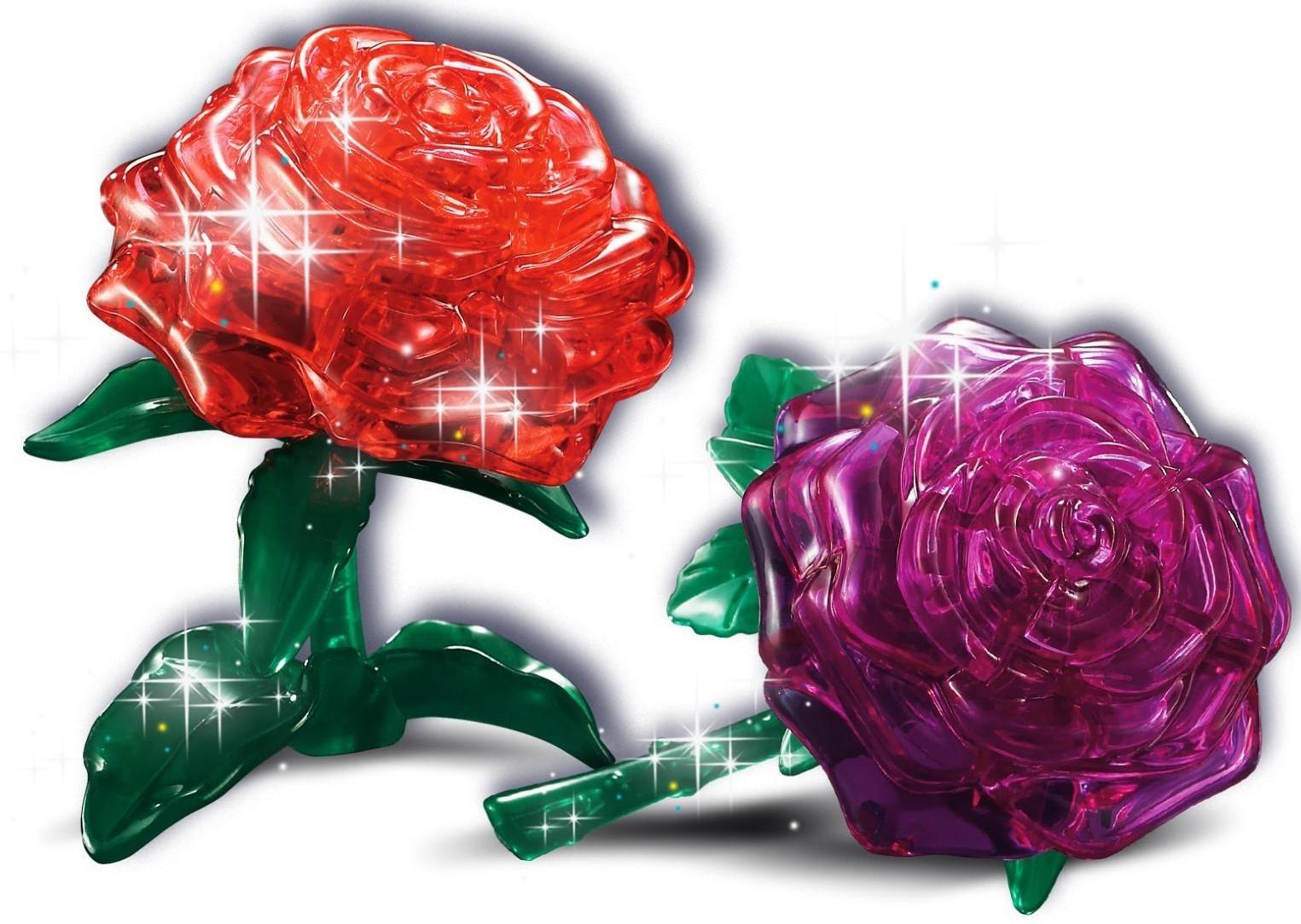 Пазл 3D кристаллический «Роза», 22 детали, световые эффекты, работает от батареек, цвета МИКС