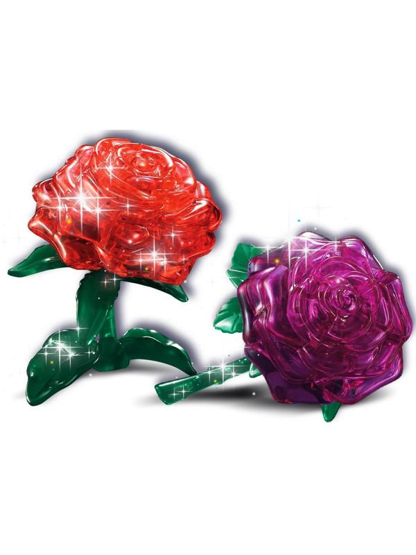 Пазл 3D кристаллический «Роза», 22 детали, световые эффекты, работает от батареек, цвета МИКС