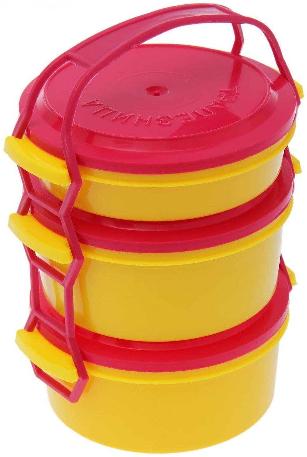 Набор пищевых контейнеров «Трапезница», 3 шт: 0,6 л, 2 шт - 1 л, цвет МИКС