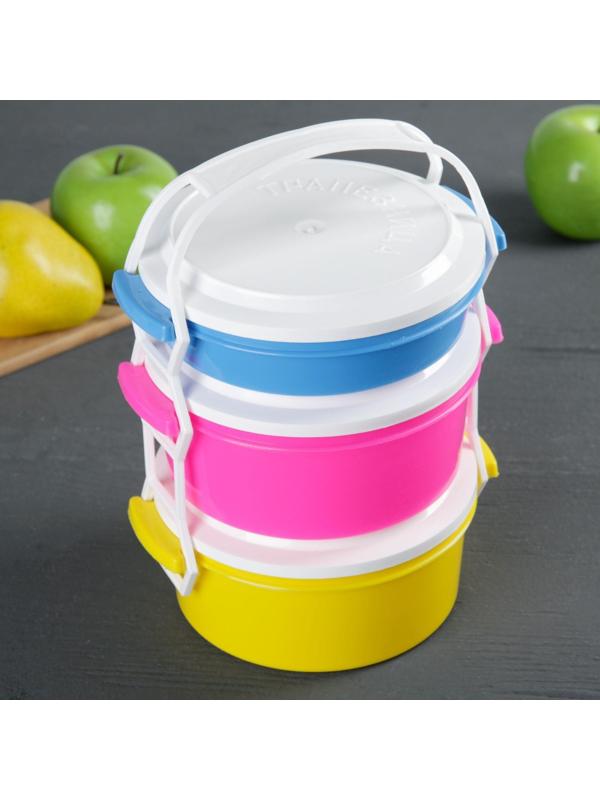 Набор пищевых контейнеров «Трапезница», 3 шт: 0,6 л, 2 шт - 1 л, цвет МИКС