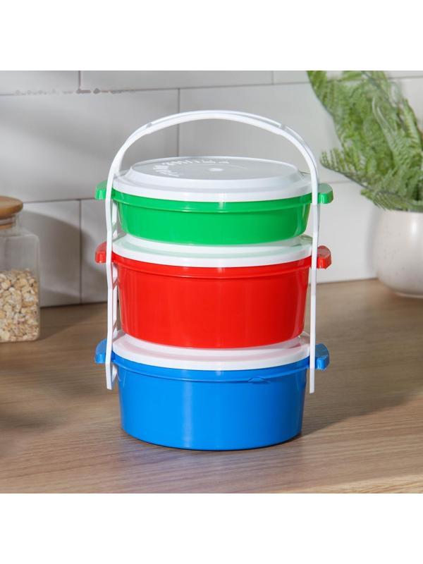 Набор пищевых контейнеров «Трапезница», 3 шт: 0,6 л, 2 шт - 1 л, цвет МИКС