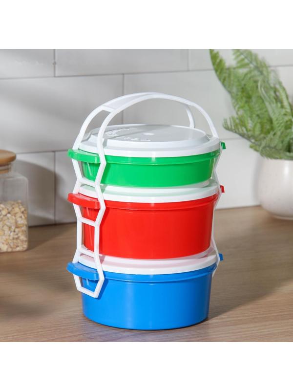 Набор пищевых контейнеров «Трапезница», 3 шт: 0,6 л, 2 шт - 1 л, цвет МИКС