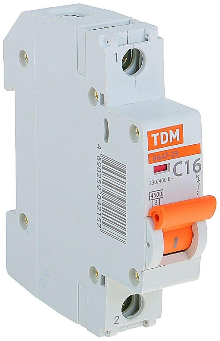 Выключатель автоматический TDM ВА47-29, 1п, 16 А, 4.5 кА
