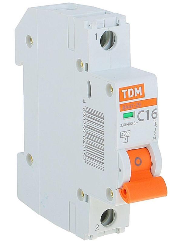 Выключатель автоматический TDM ВА47-29, 1п, 16 А, 4.5 кА