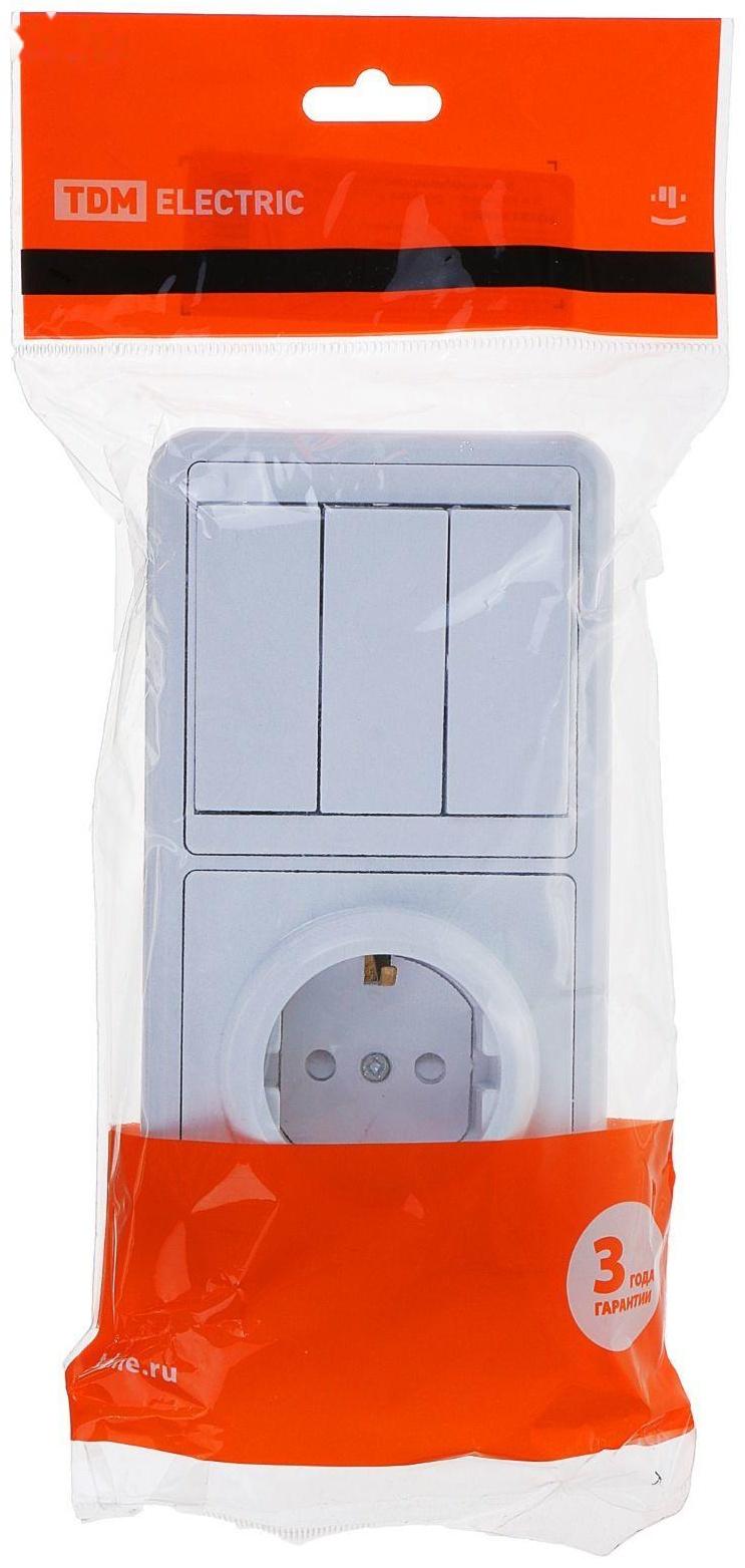 Блок комбинированный TDM БКВР, 3 клавиши, с з/к, с защитными шторками