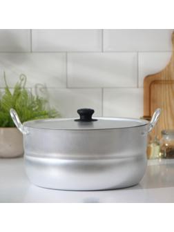 Кастрюля, 8 л, металлическая крышка, цвет хромированный