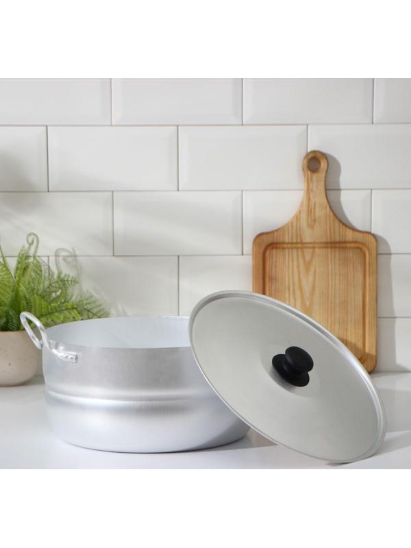 Кастрюля, 8 л, металлическая крышка, цвет хромированный