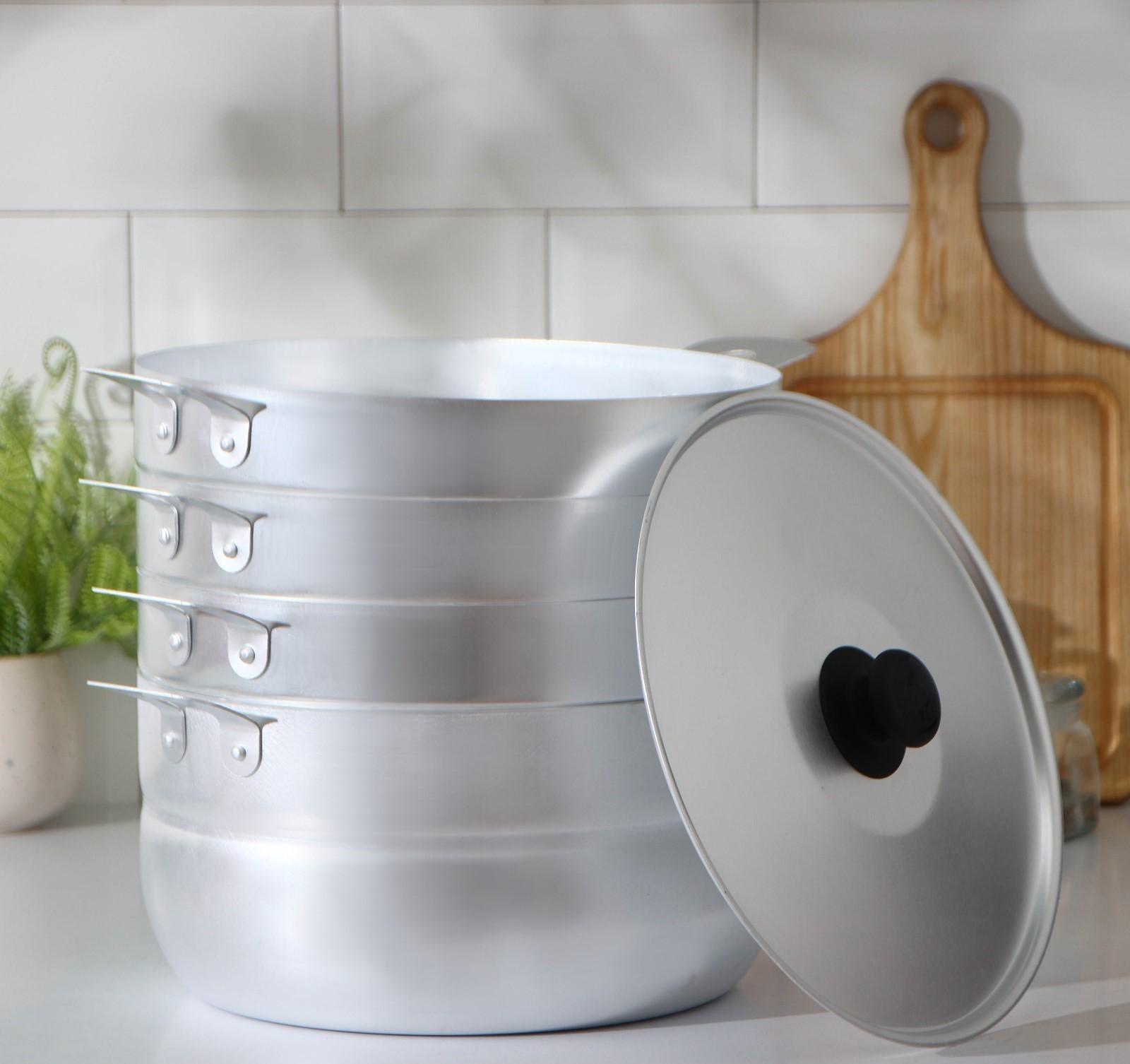 Манты-казан, 6 л, с 3 сетками, металлическая крышка, цвет хромированный