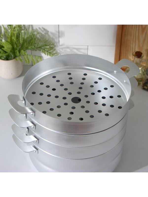 Манты-казан, 6 л, с 3 сетками, металлическая крышка, цвет хромированный